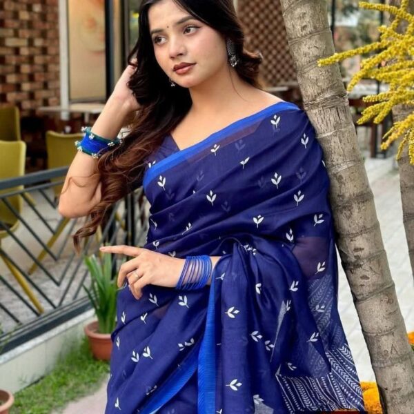 Elegant Chanderi Silk Saree with Blouse Piece