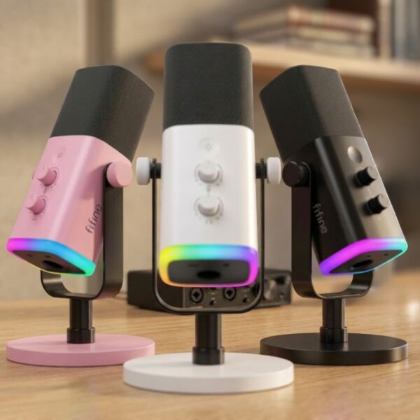 FIFINE AmpliGame AM8 RGB USBXLR Dynamic Microphone for Gaming, Streaming, and Podcasting