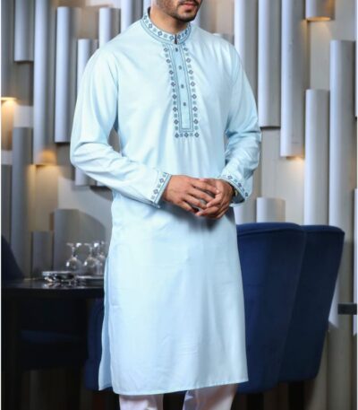 Luxury Original Pakistani Jacquard Cotton Panjabi with Embroidery & Premium Box