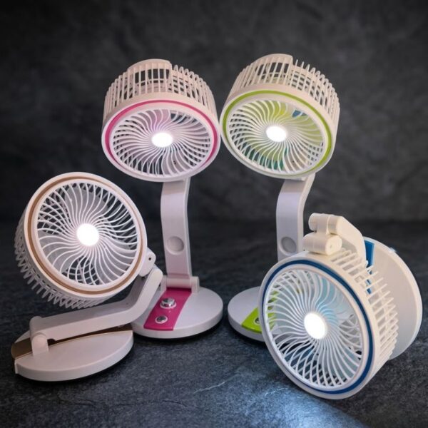 Rechargeable Folding Table Fan with LED Light