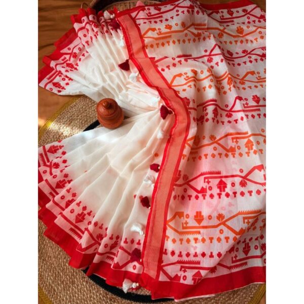 Premium Half Silk Screen Print Saree with Blouse Piece