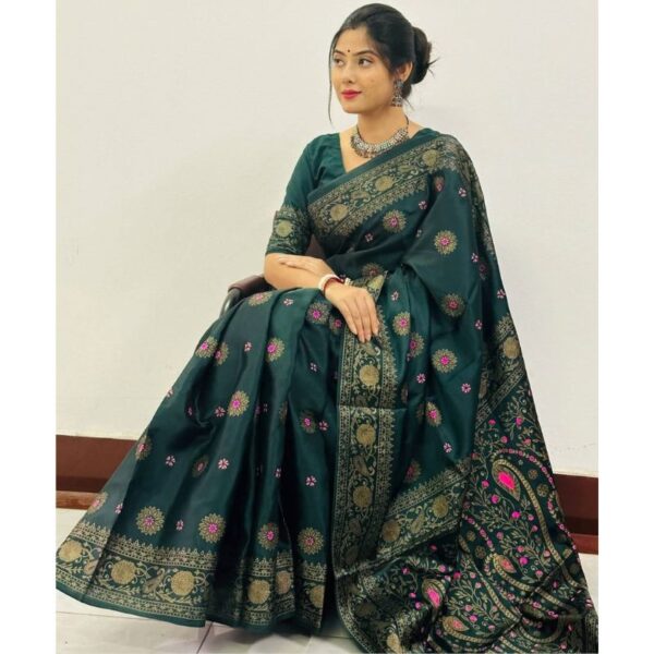Premium Japanese Silk Screen Print Saree with Blouse Piece